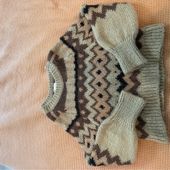 Zara Geometric Knit Sweater - Beige and Black - Picture 3 of 5